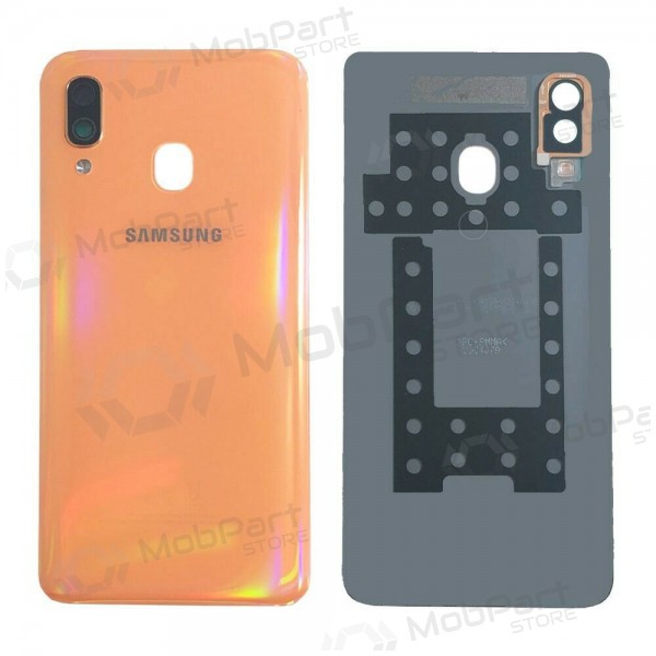 Samsung A405 Galaxy A40 2019 aizmugurējais baterijas vāciņš sārts (Coral Orange) (lietots grade B, oriģināls)