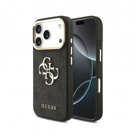 Apple iPhone 18 Pro maciņš - Guess PU Leather 4G Metal Logo Gold Frame