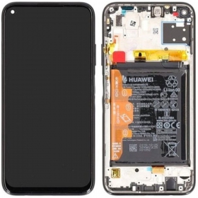 Huawei P40 Lite ekrāns (melns) (ar rāmīti un baterija) (service pack) (oriģināls)