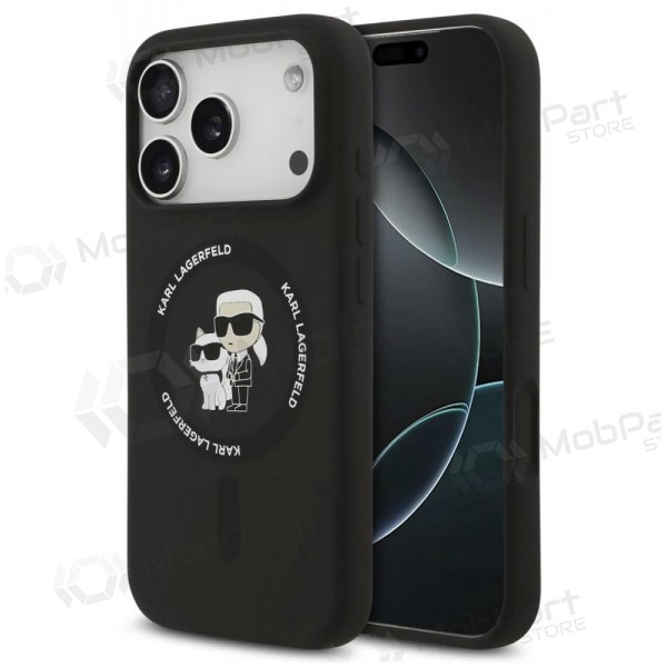 Apple iPhone 17 Pro maciņš - Karl Lagerfeld Liquid Silicone Karl and Choupette MagSafe (melns)