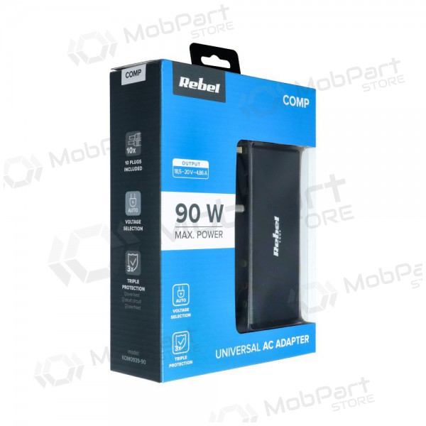 Lādētājs REBEL for Notebook / Laptop 90W / 18-20V (melns)