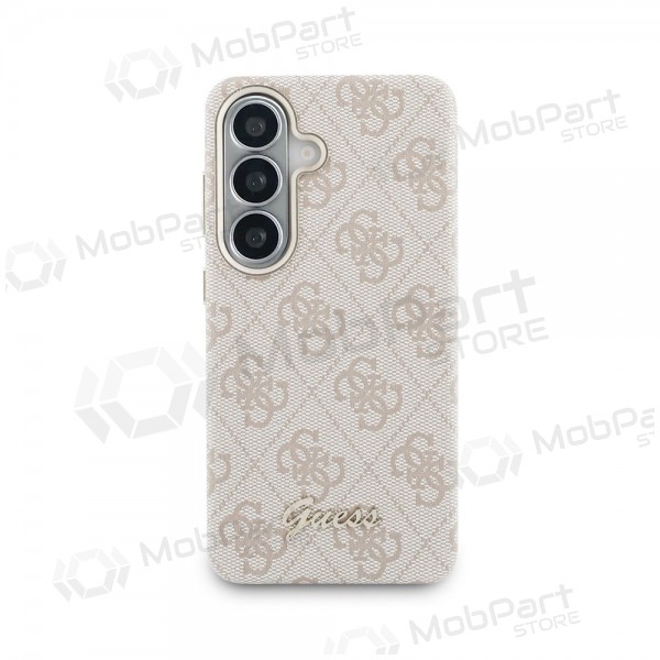 Samsung Galaxy S26 maciņš - Guess PU 4G Script Metal Logo Magnetic (rozā)