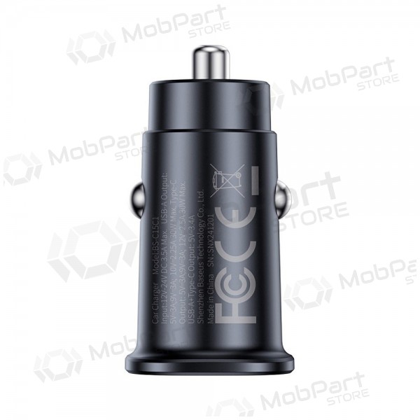 Auto lādētājs Baseus GoTrip 2xUSB-C 30W melns C00072300123-01