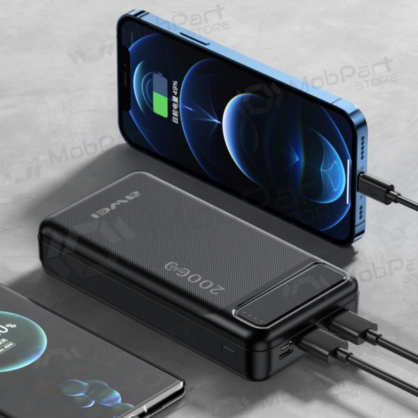 Ārējā baterija Power Bank Awei P6K 5V/2.1A 20000mAh melna