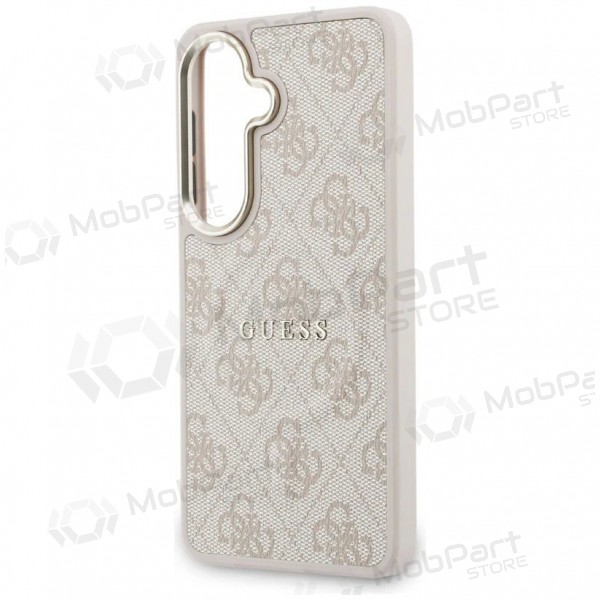 Samsung Galaxy S26 maciņš - Guess PU Leather 4G Gold Frame Magnetic (rozā)