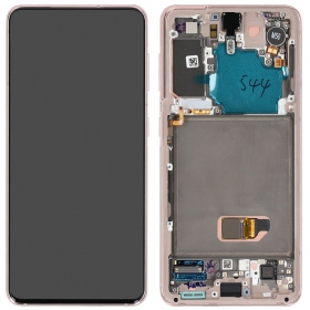Ekranas Samsung G991 S21 5G su lietimui jautriu stikliuku un rėmeliu Phantom Violet oriģināls (service pack)