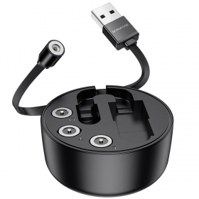 USB kabelis Borofone BU26 3in1 microUSB-Lightning-Type-C magnetinic 1.0m (melns)