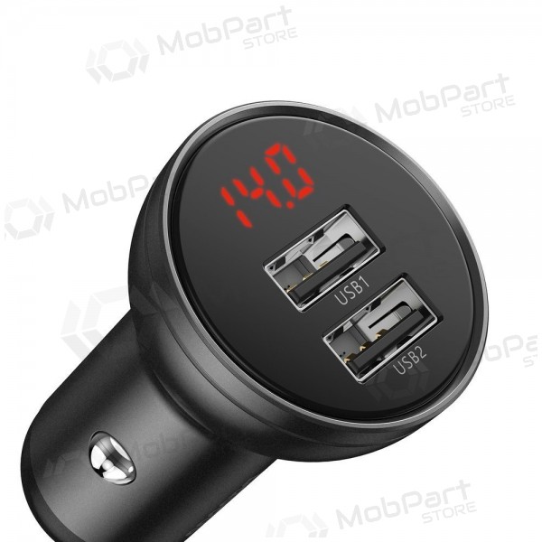 Automašīnas tālruņa lādētājs Baseus Digital Display CCBX-0G 24 W 2x USB-A melns