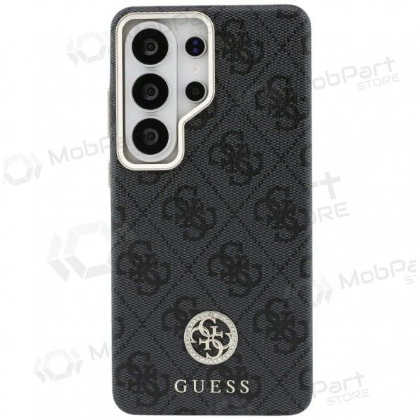 Samsung Galaxy S26 Ultra maciņš - Guess PU Leather 4G Strass Logo Gold Frame Magnetic (melns)