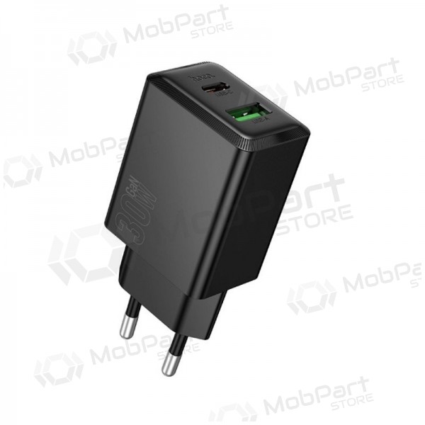 Tālruņa lādētājs Hoco N71 30 W GaN USB-C + USB-A melns