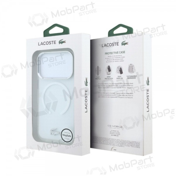 Apple iPhone 18 Pro Max maciņš - Lacoste IML Frosted Petit Pique Metal Logo MagSafe (caurspīdīgs)