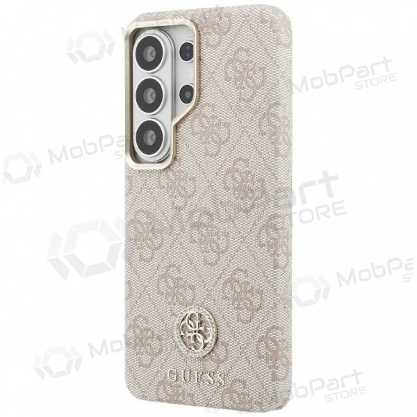 Samsung Galaxy S26 Ultra maciņš - Guess PU Leather 4G Strass Logo Gold Frame Magnetic (rozā)