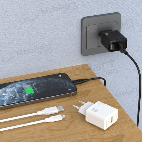 Tālruņa lādētājs Dudao A23L 12 W USB-A ar USB-A uz Lightning kabeli 1 m melns