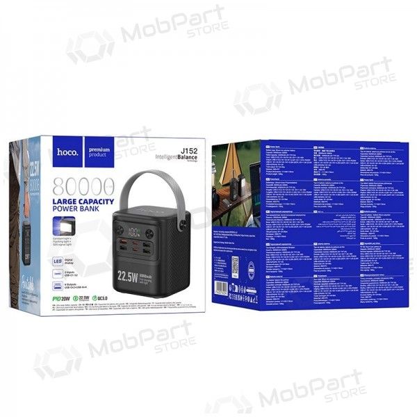 Ārējā baterija Power Bank Hoco J152 22.5W+PD20W 80000mAh melna