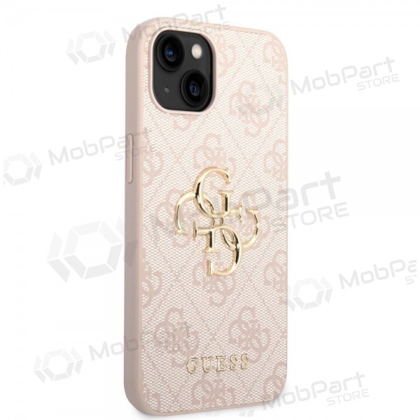 Apple iPhone 14 maciņš - Guess PU 4G Metal Logo (rozā)