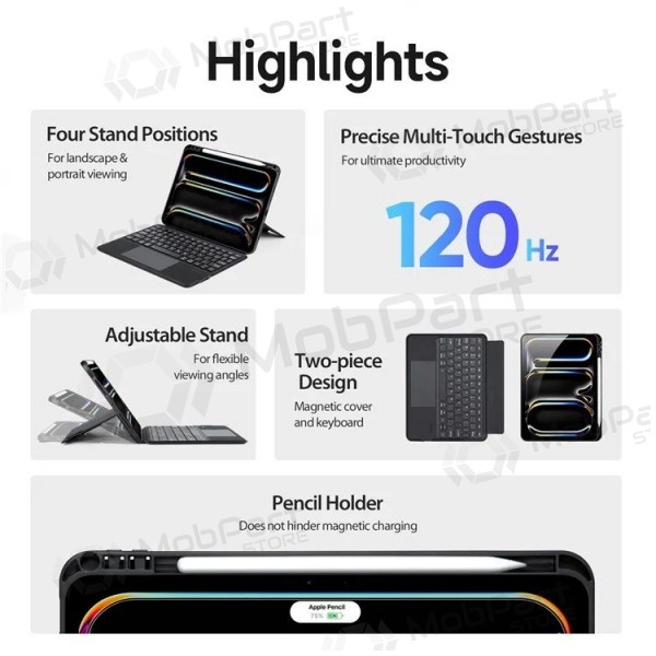 Apple iPad Pro 11 2024, 2025 maciņš ar tastatūru - Dux Ducis DK (melns)
