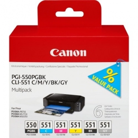 Canon PGI-550/CLI-551 (6496B005) tintes kasetņu komplekts, PGBK/C/M/Y/BK/GY