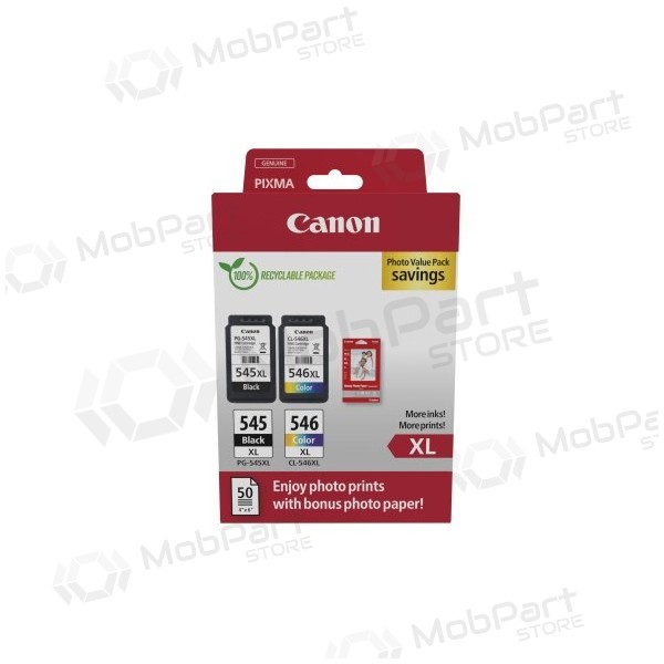 Canon PG-545XL/CL-546XL (8286B011) foto vērtības iepakojums tintes kasetņu komplekts, BK/CMY