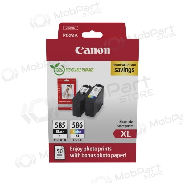 Canon PG-585XL/CL-586XL (6204C005) foto vērtību iepakojums tintes kasetņu komplekts, BK/CMY