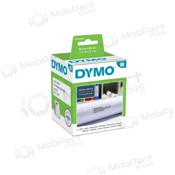 Dymo 99012 (S0722400) etiķetes 36 x 89mm, 2 ruļļi x 260 etiķetes, balta