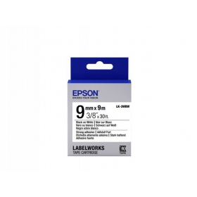 Epson etiķešu kasetne LK-3WBW, spēcīgas saķeres, melna uz balta, 9mm (9m).