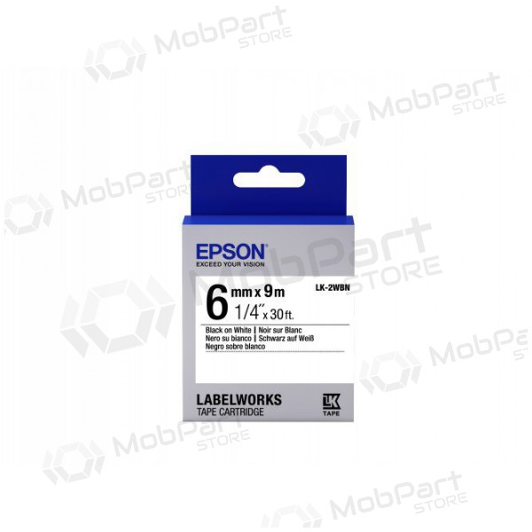 Epson etiķešu kasetne LK-2WBN standarta līme melns uz balta 6 mm (9 m)