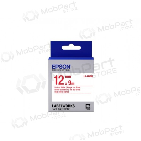 Epson LK-4WRN (C53S654011) etiķešu kasetne standarta, sarkana uz balta 12mm (9m)