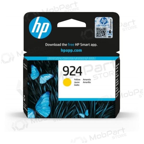 HP 924 (4K0U5NE) tintes kasetne, dzeltena