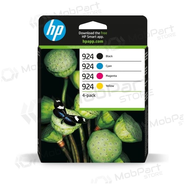 HP 924 CMYK 4-paku rašalo kasetės (6C3Z1NE) komplektas, BK/C/M/Y