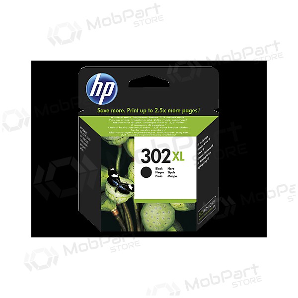 HP No.302XL (F6U68AE), melna kasetne tintes printeriem, 480 lapas.