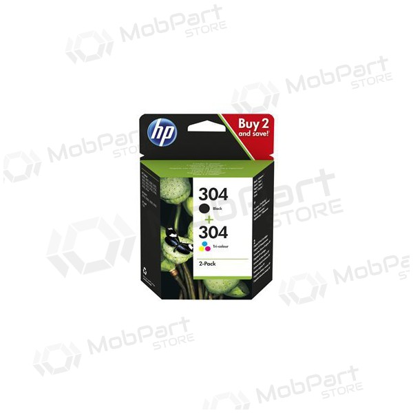 HP No.304 Kasėčių rinkinys (3JB05AE), melna un trispalvė kasetne tintes printeriem